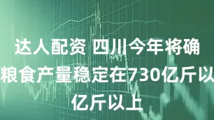 达人配资 四川今年将确保粮食产量稳定在730亿斤以上